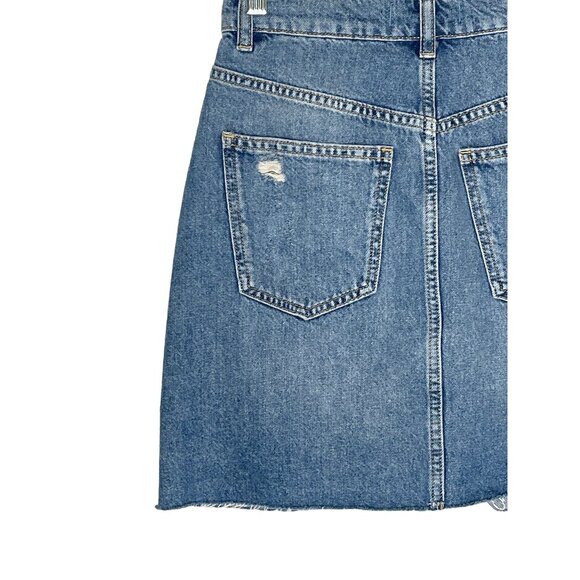 Free People We The Free Ripped Denim Skirt Blue Cotton Casual XS (25) - Picture 8 of 11